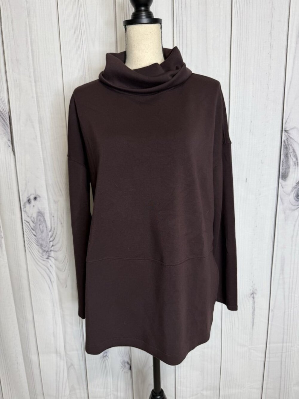 Spanx AirEssentials Turtleneck Tunic Dark Brown Size L Cowl Neck 50501R